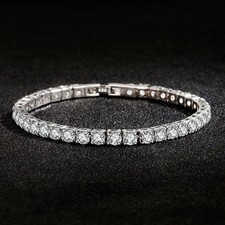 12CT Round Cut Lab Created Diamond Women's Tennis Bracelet 14K White Gold Plated