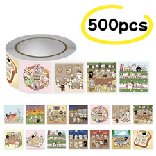New Style Cute Cat Stickers Roll-500 Pcs/Roll, 14 Patterns, 2Cm/0.79Inch round S