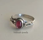 Solid 925 Sterling Silver Natural Garnet Gemstone Ring Jewellery S US 7 VJ-492