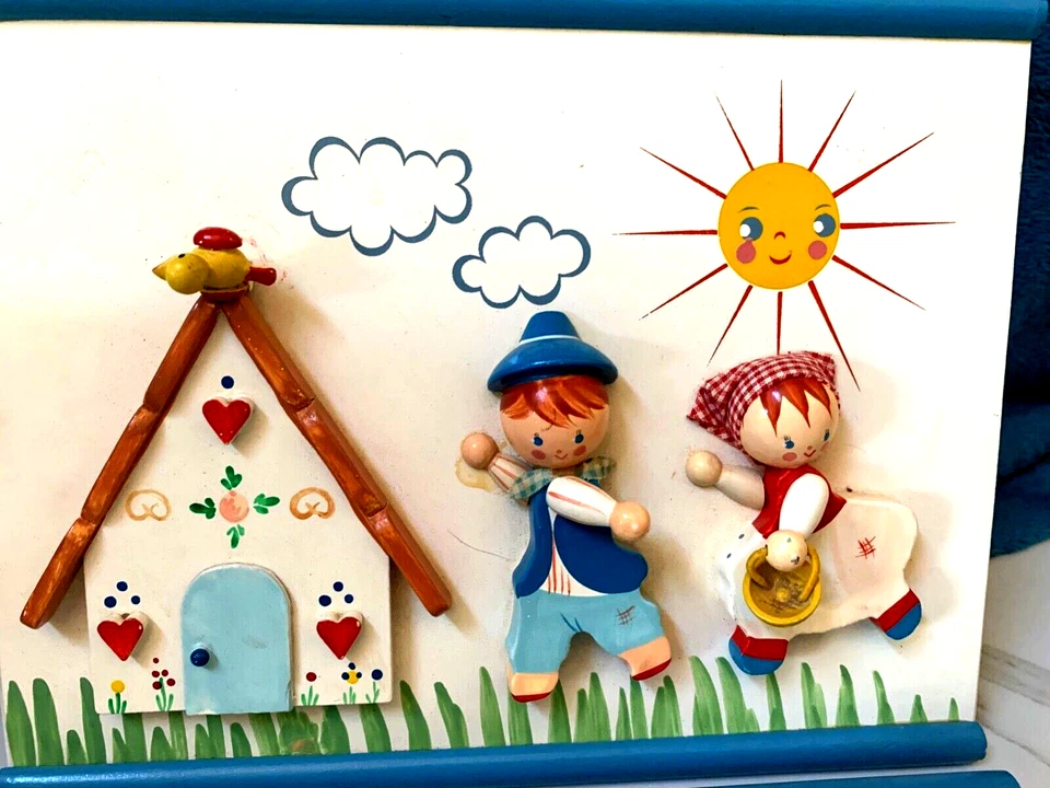 2 adorables placas de pared de madera 3D años 60 Humpty Dumpty Jack & Jill rimas infantiles Foto 3 de 4