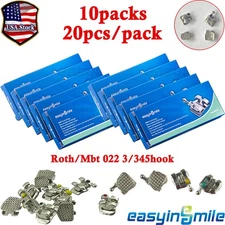 10Packs Dental Mini Brackets MBT/Roth 022 3/345 Hooks Orthodontic Metal Braces