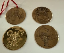 4 WENDELL AUGUST Forged Bronze CHRISTMAS ORNAMENTS Lot USA 2” ‘01 ‘04 ‘06 ‘16