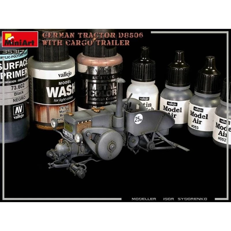 Modellino Tedesco Trattore D8506 Con Cargo Rimorchio MiniArt 35317 1/35ème - Immagine 4 di 4