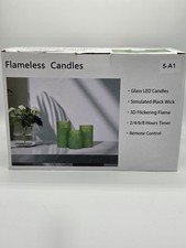 LED Flameless Candles Set with Remote Control - Glass/Wick Design