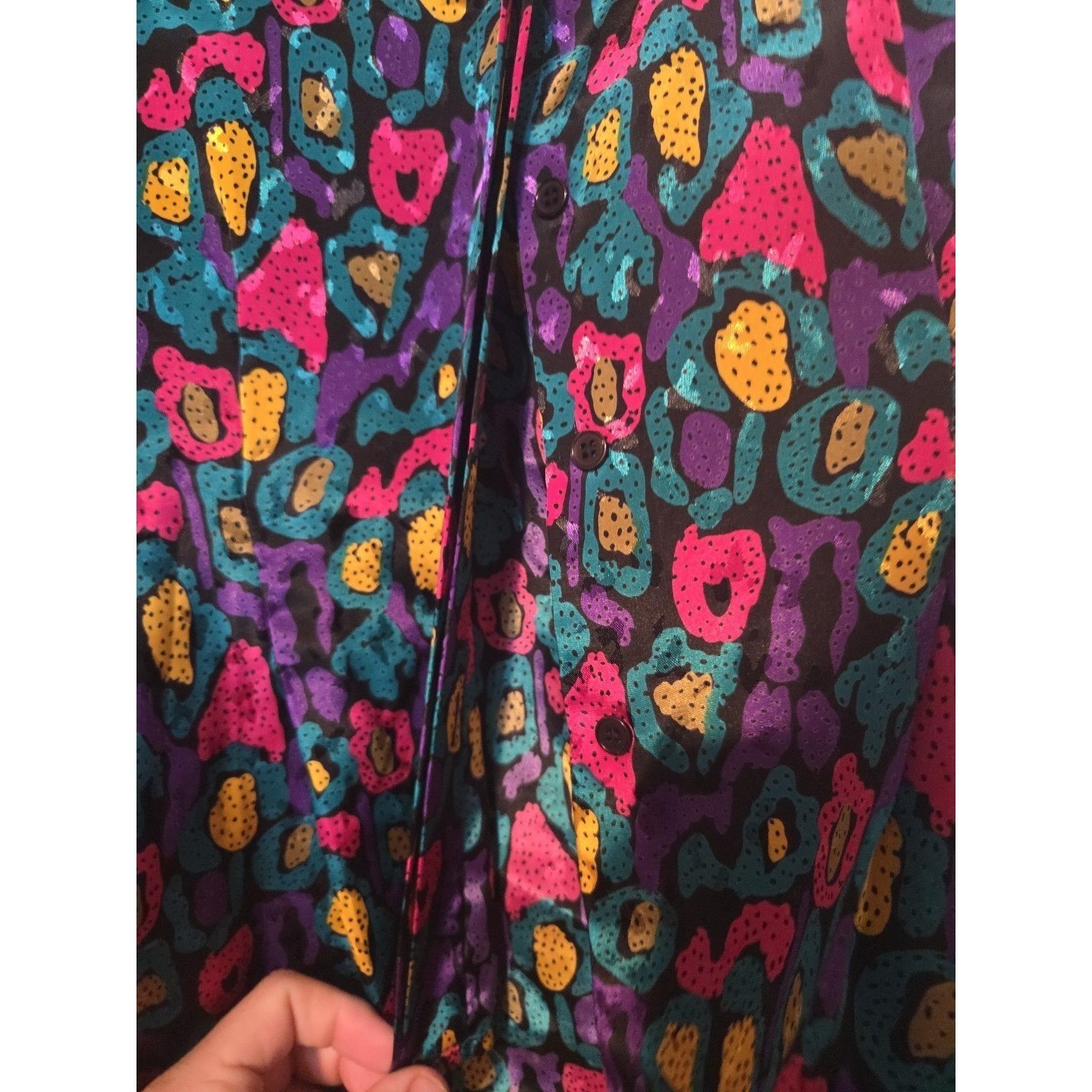 Notations Abstract Leopard Print Blouse, Pink Pur… - image 6