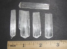 5 RARE NATURAL ROUGH 1.4"-1.6" SCOLECITE CRYSTAL POINT TIPS INDIA ~ 17.5grams *6