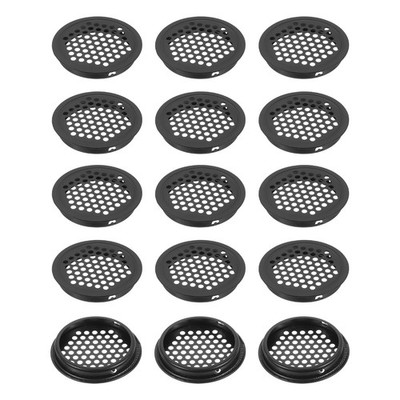 65 mm 15 Pcs Stainless Steel Circular Air Vents Flat Ducting, Black