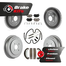 Front Rear Coat Brake Rotor Ceramic Pad Drum Kit (7Pc) For With Disc Brakes