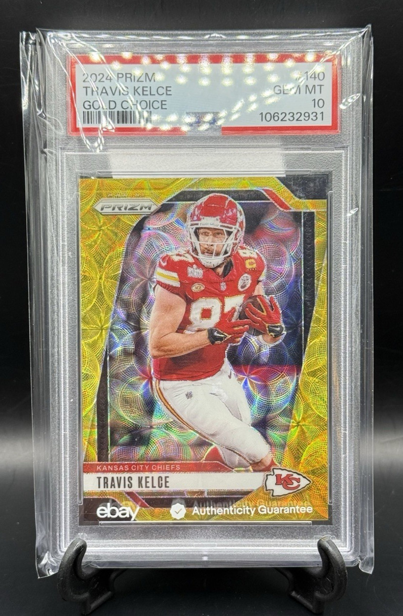 Travis Kelce 2024 Prizm Gold /10 SSP PSA 10 POP 1 #140 Chiefs HOF