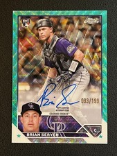Brian Serven 2023 Topps Chrome Rookie Auto Aqua Wave /199 Rockies 