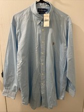 NWT Ralph Lauren Yarmouth Classic Men Blue Long Sleeved Button Shirt - 16 1/2-33