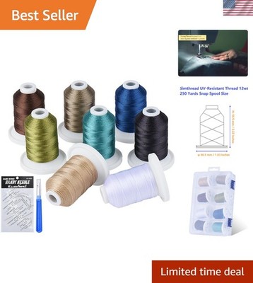 Durable 12wt Upholstery Repair Thread - 250 Yards, Indoor/Outdoor Use, 8 Colors