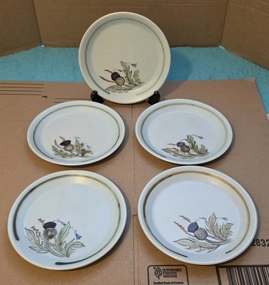 Set of 5 Buchan Portobello Scotland Thistle Stoneware 8'' Salad Plates
