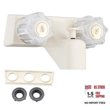 Dual-Handle Camper Faucet, 4" RV Bathtub Faucet with Shower Milky White