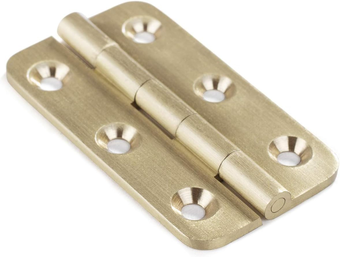 4 PCS Brushed Solid Brass Butt Hinges 2 Inch for Cabinet Doors, Trunks, Wood, Ch