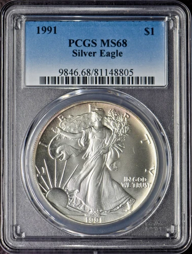 1991 American Silver Eagle Toned - PCGS MS68 - ✪COINGIANTS✪