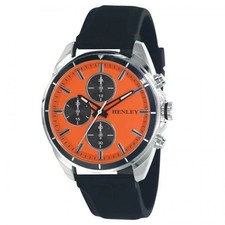 Image of Henley bold orange dial watch.