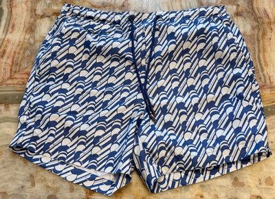 Ted Baker Mens Salco Mid Scale Geo Swim Shorts Blue White Mesh Lining Size 4