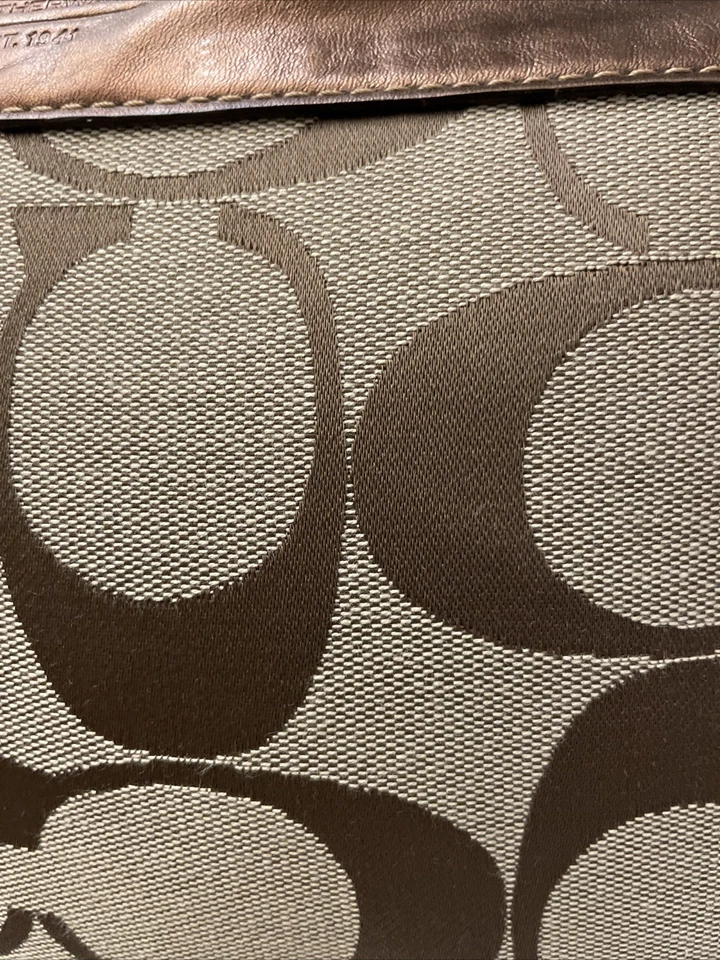 Bolso Hobo Bolso Cartera Bolso de Mano Vintage Y2K COACH Marrón Firma Jacquard Cuero Metálico Foto 4 de 4