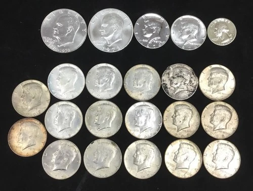 40% Silver Lot - JFK, 25c Ike Dollar. 1970 S Proof / 1970 D
