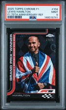 PSA 9 2025 Topps Chrome F1 LEWIS HAMILTON BLACK 75th Logofractor /75 BRITISH GP