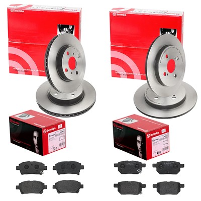 brembo BREMSSCHEIBEN + BELÄGE VORNE + HINTEN passend für TOYOTA IQ + AM CYGNET