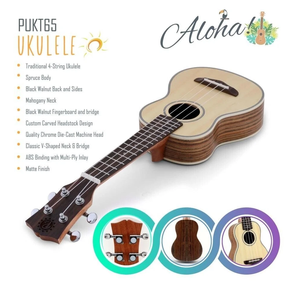 Pyle Soprano Ukulele - Traditional 4-String Ukulele - Image 3 of 4