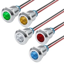 5PCS LED Indicator Light 12mm 1/2" Waterproof IP65 Metal Signal Lamp 12V-24V ...