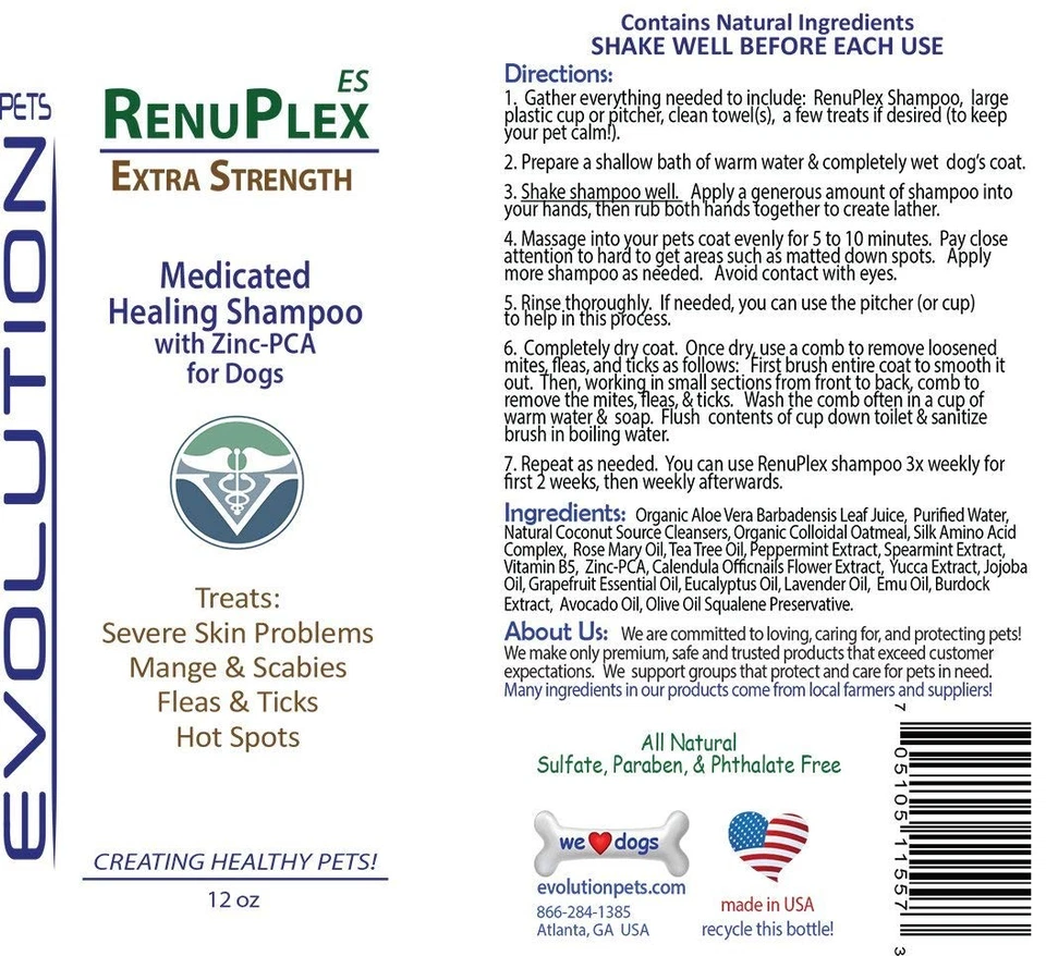 RenuPlex Medicated Dog Mange Shampoo. Extra Strength Mange Shampoo for Dogs - Image 2 of 4