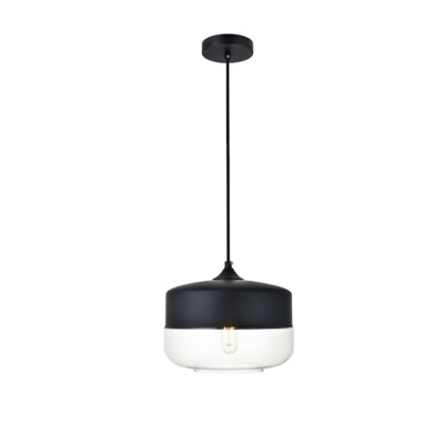 Living District Ashwell 1 Light Pendant, Black/Clear, 9.8'' - LD2243BK