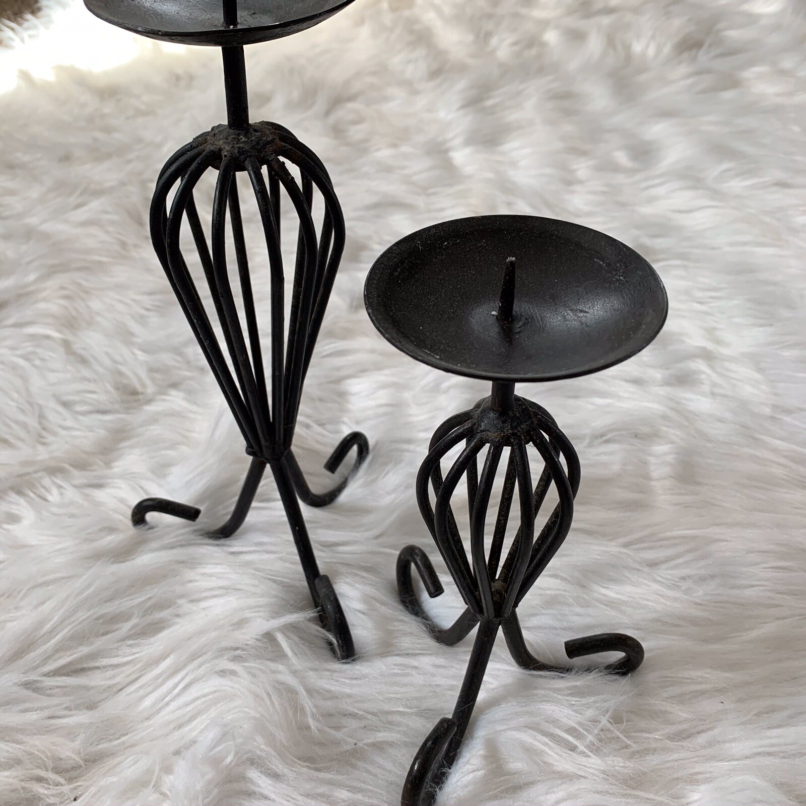 Homegoods Set Of Two Black Metal Candle Stick Holders eBay