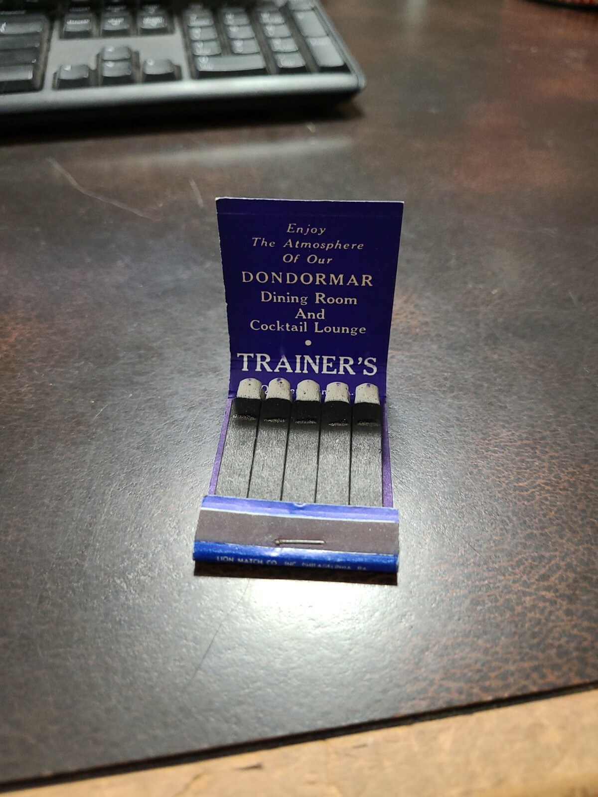 Vntg Trainers Seafood Restaurant Matchbook Quakertown Pa eBay