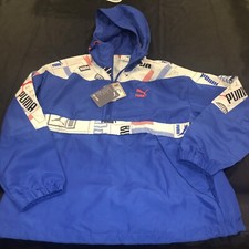 Puma Classics Mens Medium Woven Jacket New Blue 621537 92 1/2 Zip Relaxed Fit