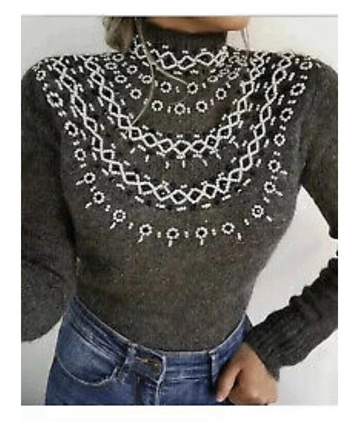 Zara Woman Beaded Knit Sweater Ref 9598 174 Size S NWT