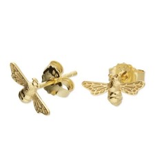 Bumble Bee Stud Earrings 18ct Yellow Gold Plated Hallmark British Made Brand New