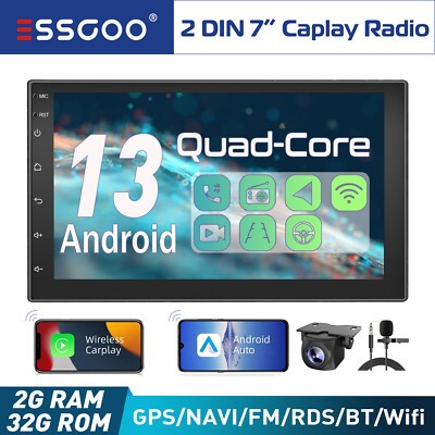 7'' Android 13 32G Carplay Stereo Radio GPS SAT NAV FM WIFI 2+32G +AHD Camera MIC
