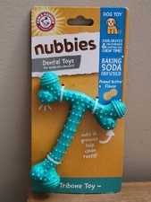 Arm  Hammer Nubbies Dog Dental Tribone Toy 4 Moderate Chewer Peanut Butter Flav