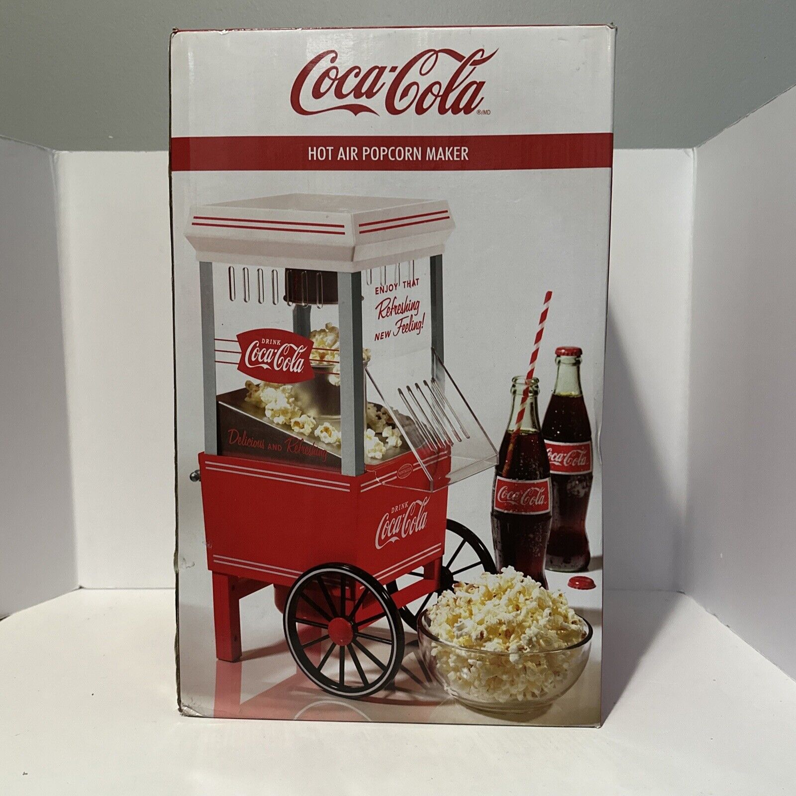 Nostalgia-Electrics Coca-Cola 12-Cup Hot Air Popcorn Maker (OPEN  BOX/WORKING!!!)