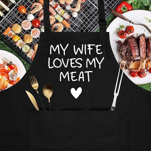 Funny Apron Men Father’s Gift Idea Barbecue Grill Husband Gifts Valentine’s meat - Picture 2 of 5