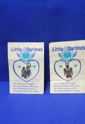 Little Darlings Vintage Two Tone Silver/Gold. Angel W/ cut out Heart Lapel Pin