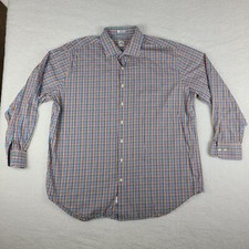 Peter Millar Dress Shirt Mens 2XL XXL Multi Color Check Plaid Cotton Button Up