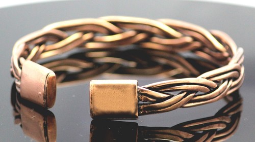 Pure Copper Braided Wire Wrapped Oxidized Handmade Cuff Bracelet Gift Jewelry - Picture 5 of 5