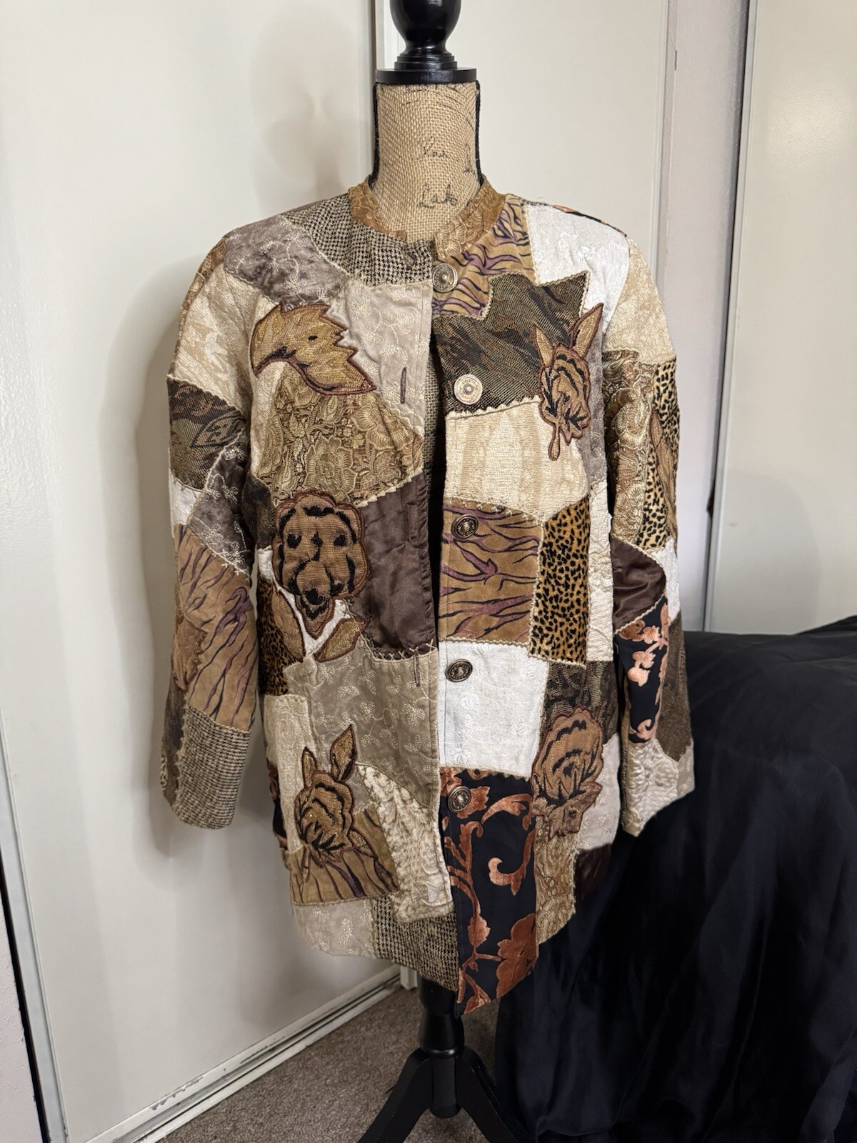 Vintage Indigo Moon Patchwork Jacket L - image 1