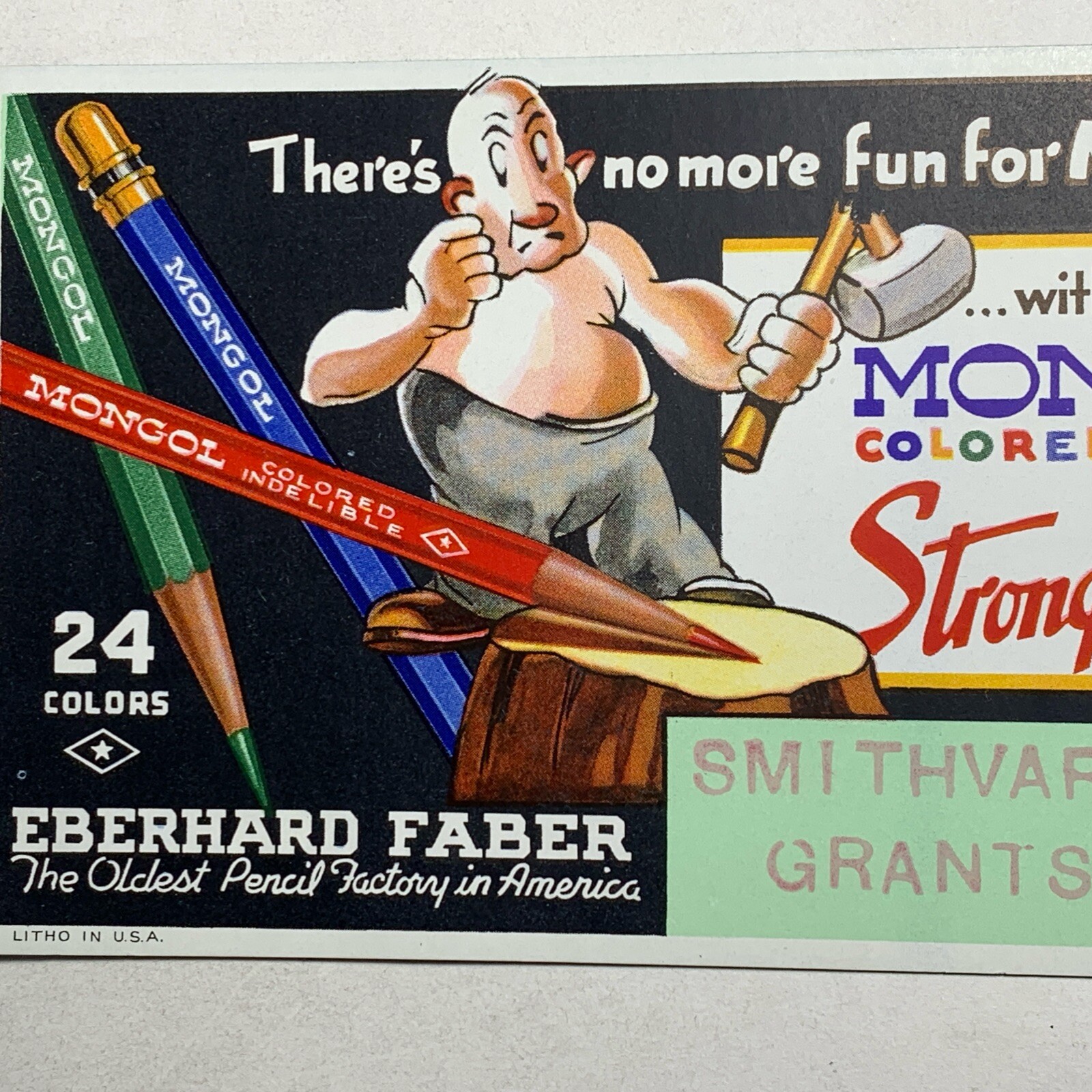 Ink Blotter Mongol Color Pencils Eberhard Faber Grants Pass Oregon 1950