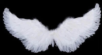 MARKENLOS Engelsflügel aus echten Federn 80 x 40 cm Zubehör für Kostüm Engel Weihnachten