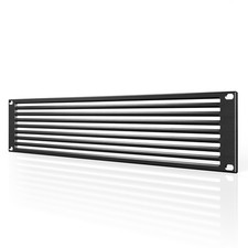 Rack Panel Accessory Vented 2U Space for 19  Rackmount, Premium Black Aluminum