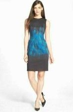 Elie Tahari Emory Placed Print Sateen Sheath Dress Sz 6 *676