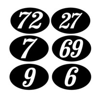 Scooter Classic Racing Numbers Side Panel Stickers Decals  100mm  OVAL x2.