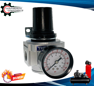 Régulateur De Pression D'air 3/4 NPT - Débit 8000 L/min - Avec Manomètre Et Support - Neuf Sous Blister
