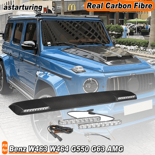 Fit For Benz W463 W464 G550 G63  Real Carbon Front Roof Spoiler Wing W/ Light - Picture 1 of 18